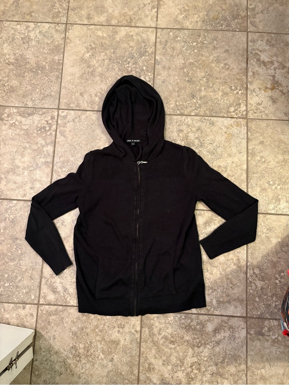Cable & Gauge Dark Charcoal Hooded Zip Sweater